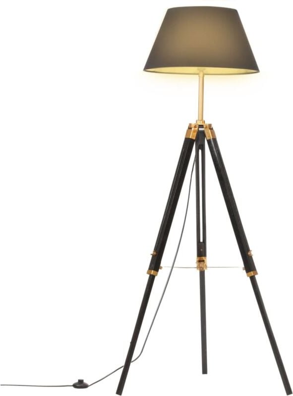 Stativlampe Schwarz und Golden Teak Massivholz 141 cm Vidaxl