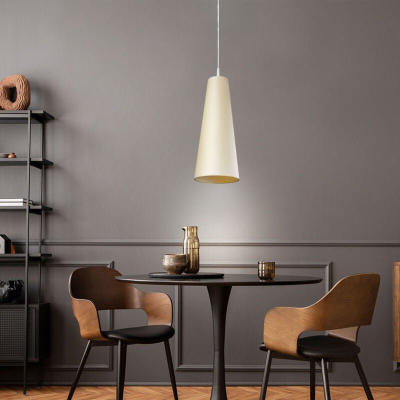Hänge Lampe Küchen Ess Zimmer Beleuchtung Textil Decken Pendel Leuchte creme Spotlight 1117101