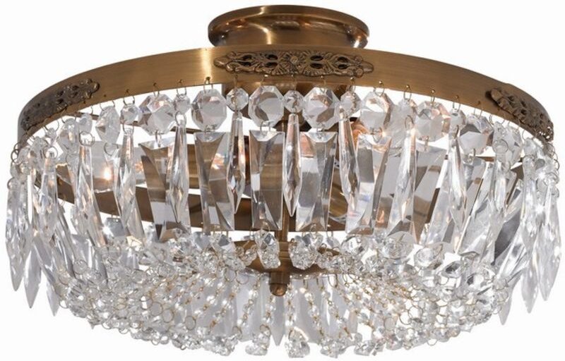 Markslojd - strsholm - 3 Light Crystal Semi Flush Deckenleuchter Antik, E14