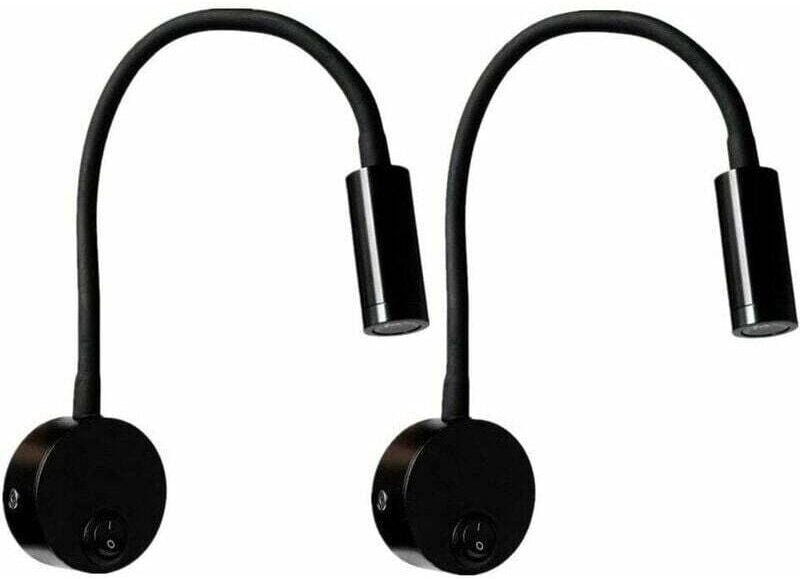 Set mit 2 schwarzen Aluminium-Nachttischlampen, warmweißes Licht, augenschonende LED-Wandleselampe (3 W) mit Schalter