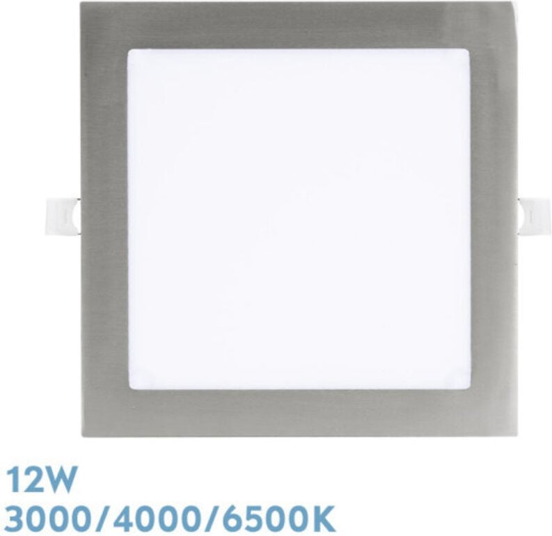 Fabrilamp - Einbaudownlight abaco 12w 3000-4000-6500k nickel 1080lm quadratisch 1,3x17x17cm geschnitten 15d