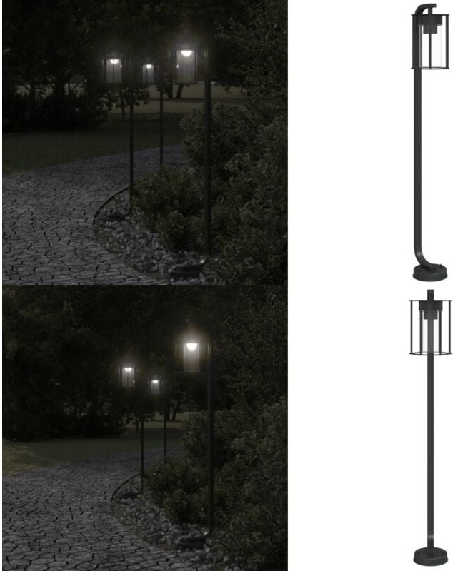 Wegeleuchte Schwarz 100 cm Edelstahl - Wegeleuchte - Edelstahl - Außenstehleuchte - Gartenlampe - LED-Lampe - Home & Liv...