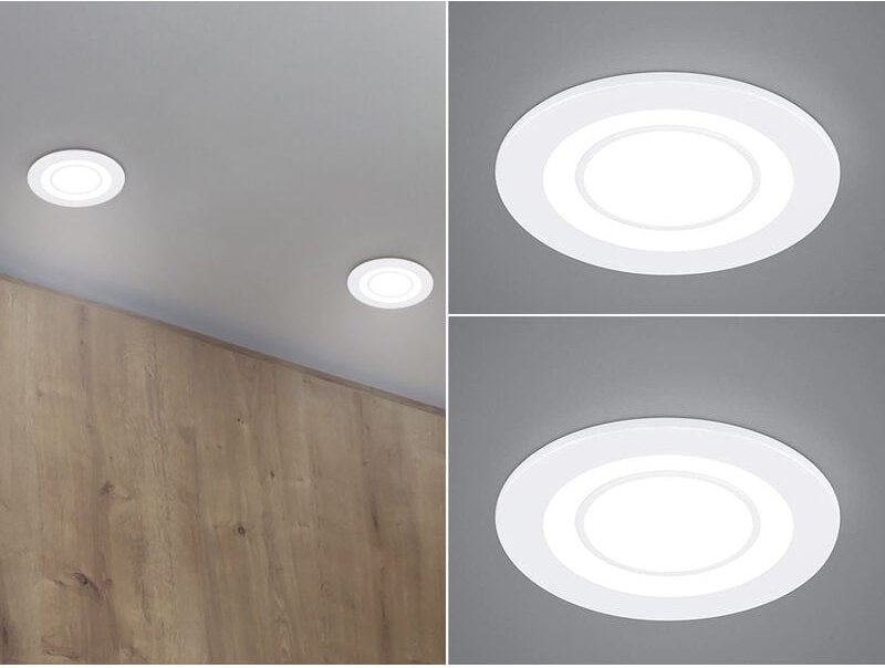 Runde LED Deckeneinbaustrahler 2er Set in Weiß matt Ø 8,2cm