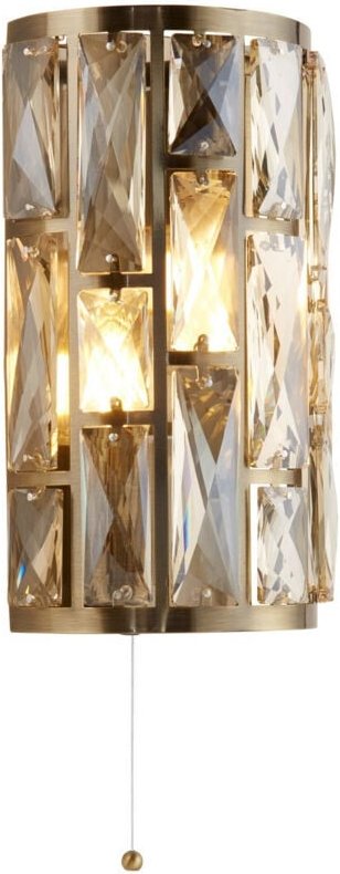 Searchlight Bijou 2-flammige Wandleuchte aus antikem Messing, Champagnerglas