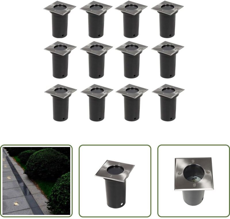 Gartenbeleuchtung - Outdoor Bodenleuchten 12 Stk. Quadratisch