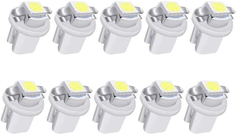 10 Stück weiße LED-Lampen T5 B8.5 für Armaturenbrettbeleuchtung (1-5050-SMD) für Tachometer, Instrumentenanzeige und Kom...