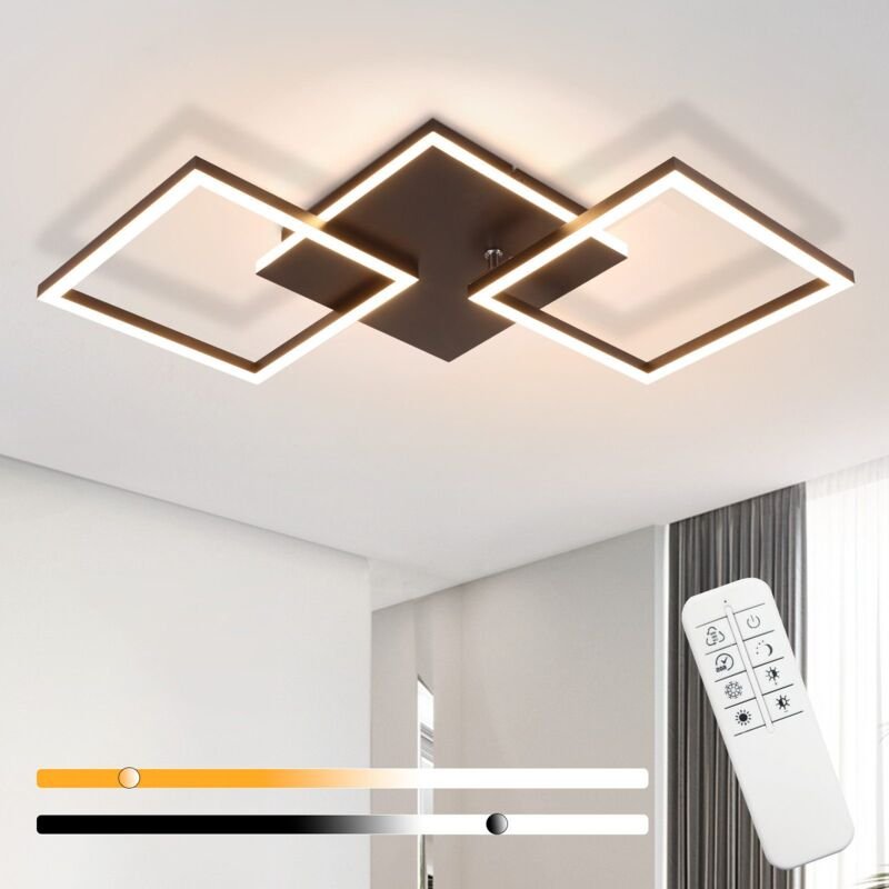 Deckenlampe led Deckenleuchte Wohnzimmer - 32W Dimmbar Wohnzimmerlampe Modern Design Schwarz Küchenlampe mit Fernbedienu...