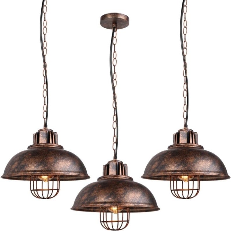 3 Stück Industrial Vintage Pendelleuchte Metall Hängelampe Rostoptik Esszimmerlampe Ø33cm