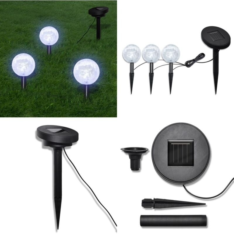 Solarkugel 3 led Gartenleuchten mit Erdspießen & Solarmodul - Solarleuchte - Gartenleuchte - Outdoorleuchte - LED-Leucht...