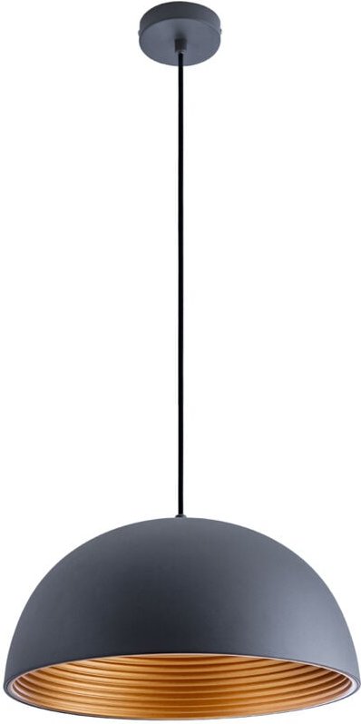 Pendelleuchte Hängelampe Esszimmer Küchenlampe Hängend 1,5m Textilkabel Ø40,5cm Bernstein - 720 Lumen / 8W, Anthrazit-Go...