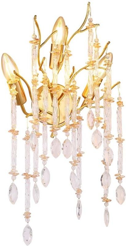 Wandleuchte Wandlampe Flurleuchte gold Kristalle Glas H 50 cm