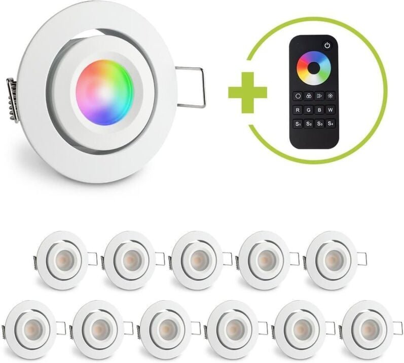 Einbaustrahler Mini schwenkbar Matera 3W RGBW IP44 - Farbe: weiß - Anzahl: 12x