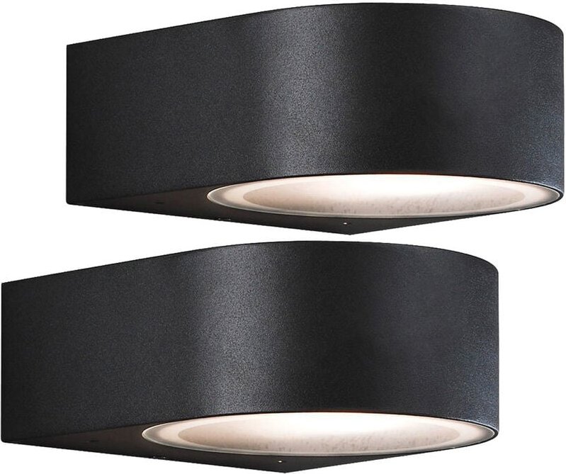Konstsmide - 2er-Set stilvolle Wandleuchten teramo, E27, Aluminium schwarz, Höhe 7 cm