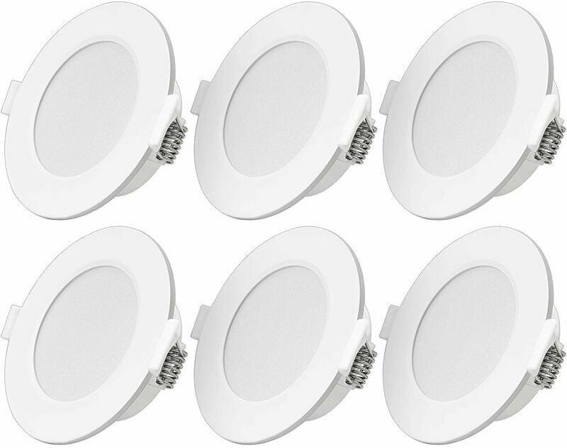 Ultraflacher LED Einbaustrahler 6W LED Spot 230V IP44 Warmweiß 6er Set LED Einbaulampen Einbautiefe 26mm Mini Slim Decke...