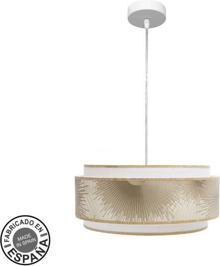 Fabrilamp - abrila akunadecor Pendelleuchte 1 Licht Modell Nepal White Mit Doppellampenschirm