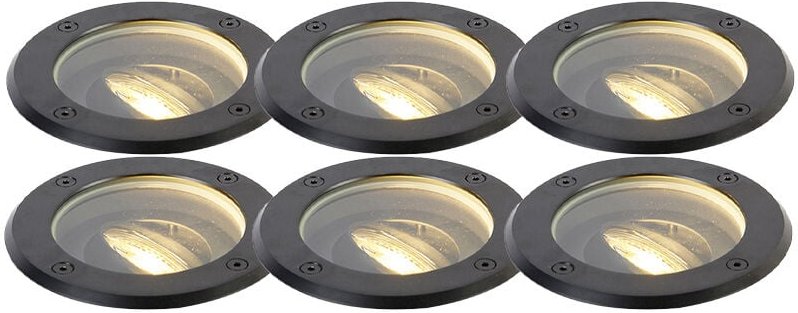 6er Set Outdoor Bodenstrahler schwarz einstellbar IP65 - Delux