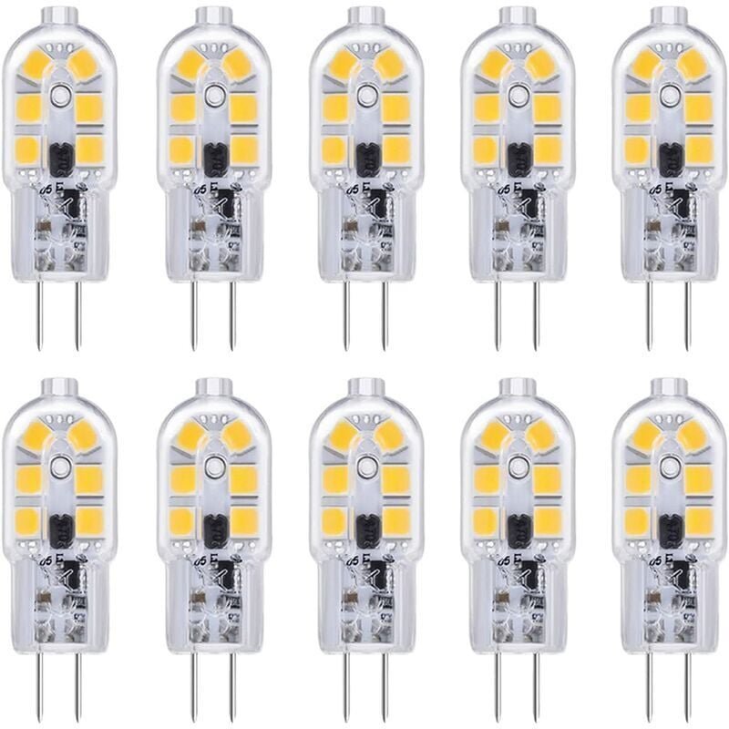 Vtizikl Ampoule G4 LED 12V 2W Blanc Froid 6000K, 200LM, Équivalent Halogène G4 Bi-pin 10W 20W, LED Lampe G4 12V AC/DC po...