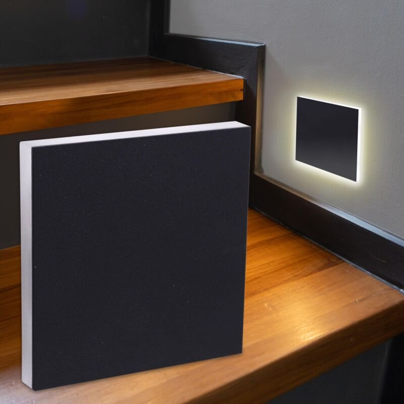 Thumbnail - LED Treppenleuchte eckig schwarz - Lichtfarbe: CCT 1,5W - Lichtaustritt: Linea