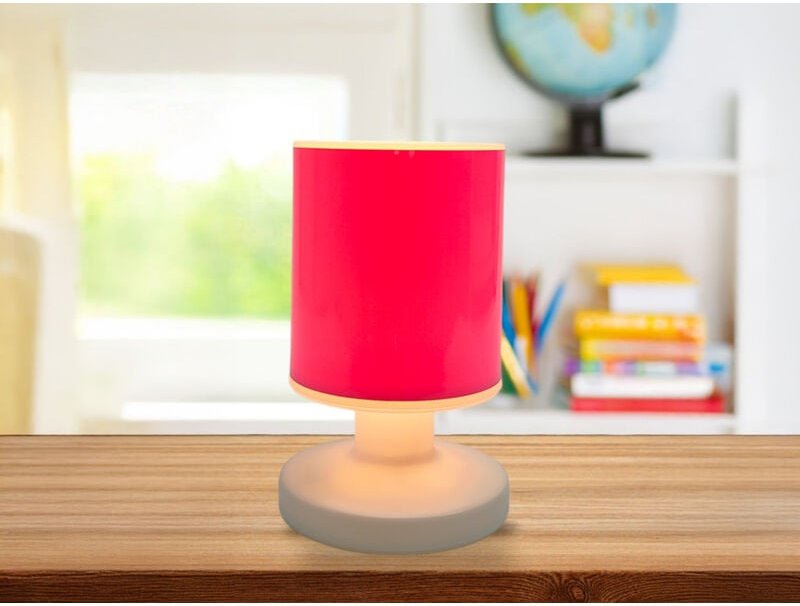 Led Akku Tischleuchte mit Schirm Rosa, per usb aufladbar, Höhe 20cm