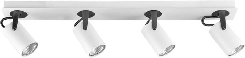 Beliani - Deckenstrahler Weiß und Schwarz Metall 4-flammig Deckenspot Rund Trommelform Schwenkbar Industrial Wohnzimmer ...