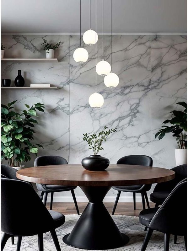 Hängeleuchte Pendelleuchte Deckenleuchte grau Glaskugel LED CCT H 150 cm