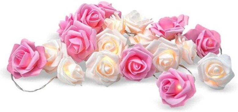 Romantische Lichterschleife - Rosen - 20 LED-Lichter
