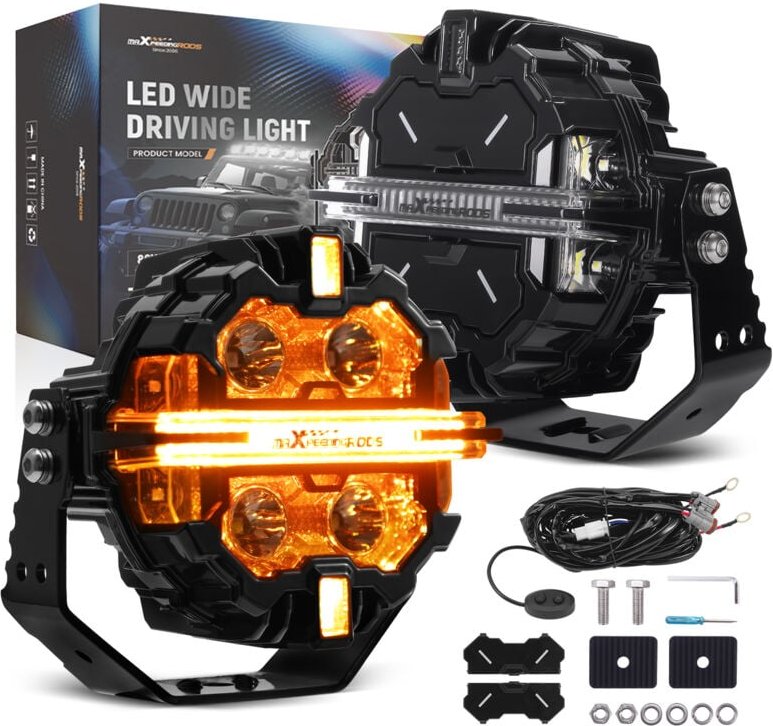 Runde LED-Fahrlichter 5 Zoll RGB DRL Bernsteinweiß Spot Strahl Off Road 212W 12V