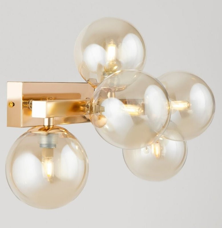 Wandleuchte Wandlampe Flurleuchte Schlafzimmerlampe Gold Bernstein b 38 cm