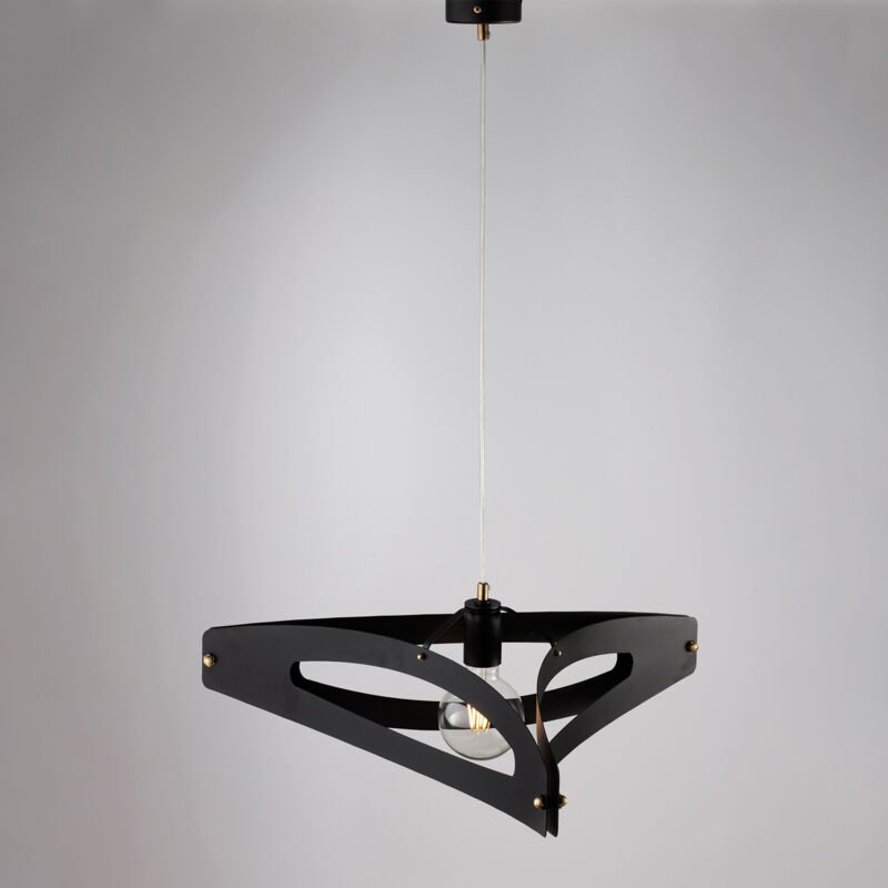 Onyx – Pendelleuchte schwarz, lasergeschnitten, Messing brüniert, Ø51, 1-flammig – BL323-1-NR - Belight