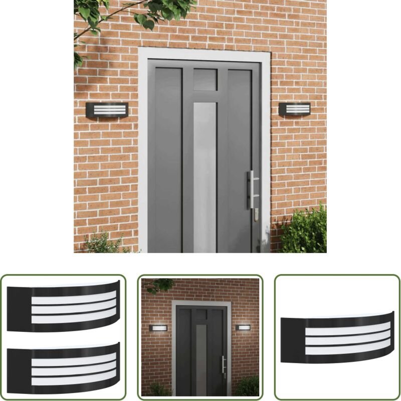 vidaXL Wandleuchte - Außenwandleuchte 2 pcs Schwarz 32 x 10 x 10 cm