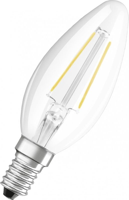 LED-Glühlampe Glas klar Flamme E14, 2.5W, warmweiß.