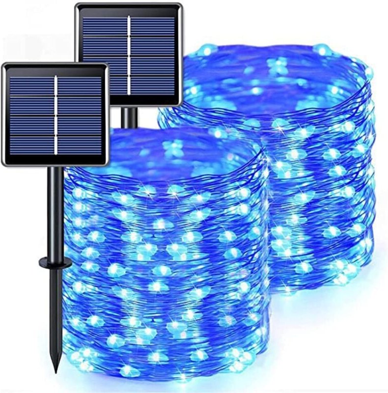 2er-Set Solar-Girlanden für den Außenbereich, 12 m, 100 LEDs, wasserdichte Outdoor-Solarlicht-Girlande, 8 Modi, IP65-Sch...