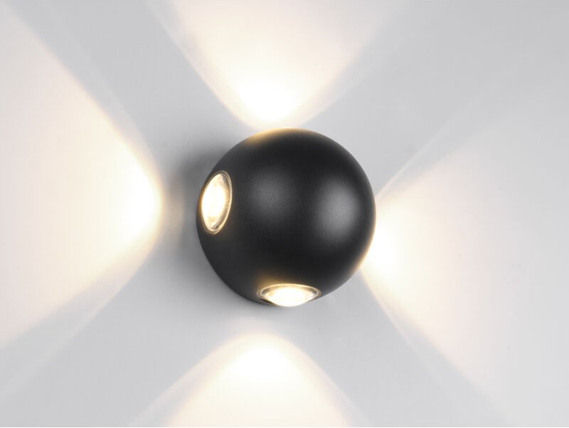 Trio Leuchten - Kleine led Außenwandleuchte avisio 4 flammig, Kugel in Schwarz ø 10cm