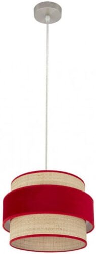 Senko - Reyes Pendelleuchte 1xe27 nickel/natur-rot regx30x30 cm