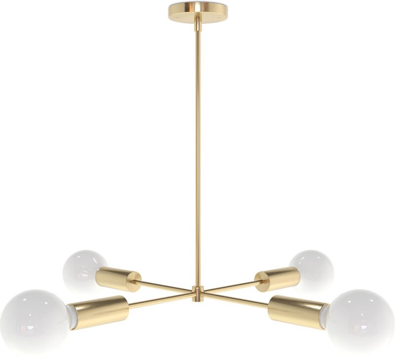 Deckenlampe in Gold - Design-Pendelleuchte - 4 Arme - Retan Gold