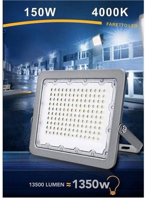 Thumbnail - Trade Shop - faro led 150W proiettore esterno IP65 grigio luce 6500K 4000K 3000K FS150W-G5 -