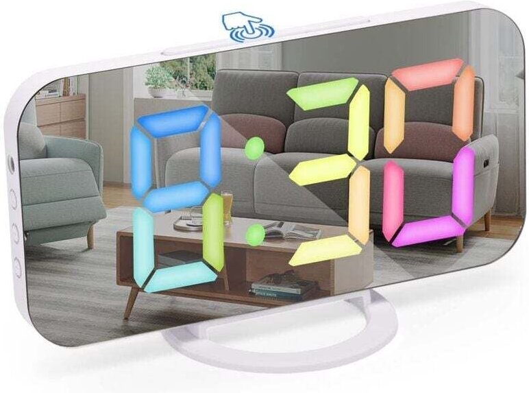 Verstellbarer LED-Wecker, Digitaluhr, digitaler Wecker mit farbigen Ziffern, Alarmfunktion, Schlummerfunktion, Nachttisc...