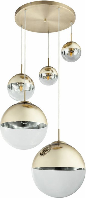 Hänge Pendel Lampe Arbeits Zimmer Glas Kugel Strahler Decken Büro Leuchte Gold Globo 15855-5