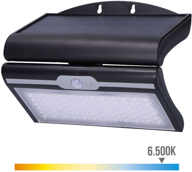 EDM - Solar-Wandleuchte 6W 430Lm 6500K mit Sensor Farbe Schwarz 31849