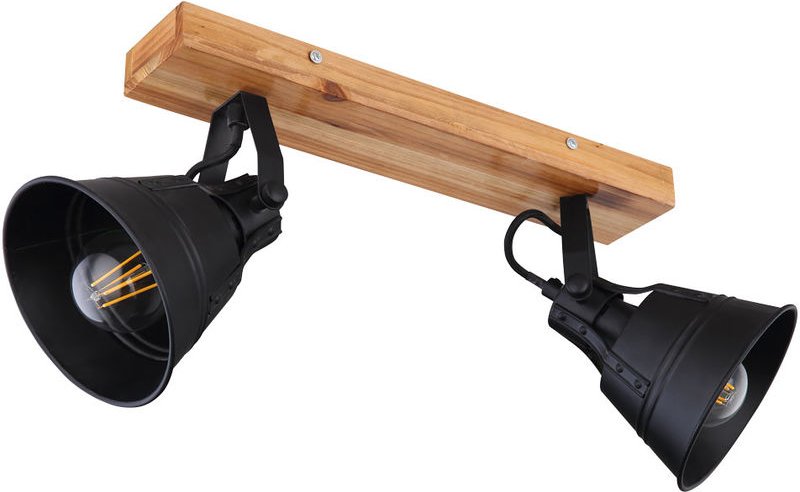 Decken Strahler Vintage Spot Leuchte verstellbar Wohn Zimmer Holz Lampe schwarz