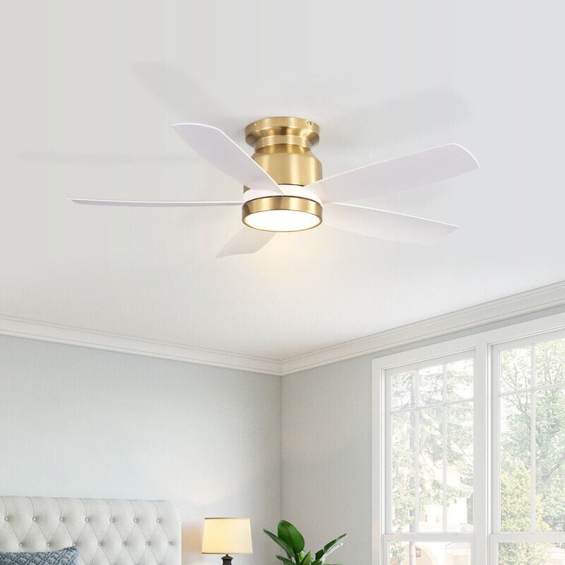 Moderner Deckenventilator 106,5 cm mit 5 Flügeln und Licht, Gold - Sofucor