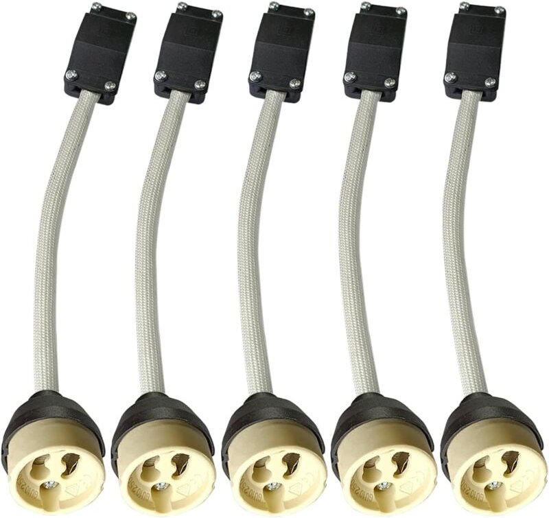 Lablanc - 5 Stück hochtemperaturbeständige GU10-Lampenfassung, Keramik-GU10-Lampenfassung mit Anschlusskasten, 0–250 v, ...