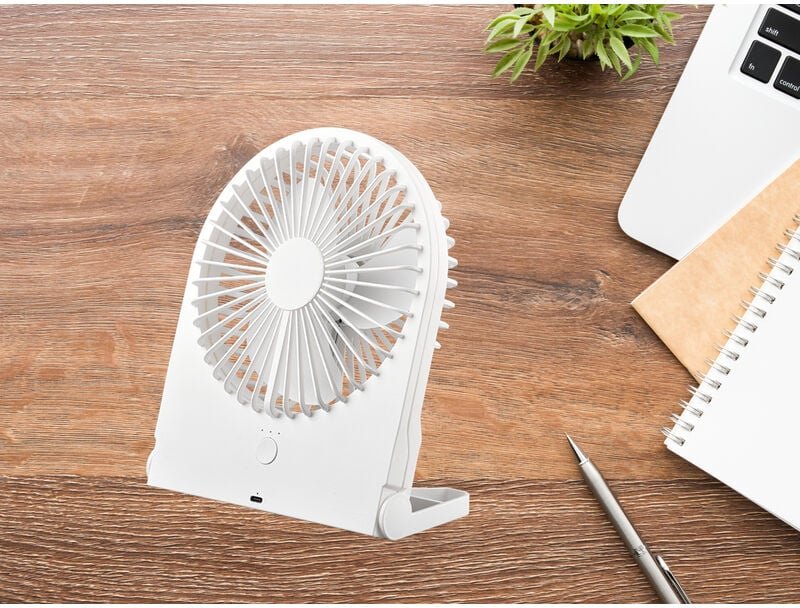 Thumbnail - Reality Leuchten - Schreibtisch Ventilator breezy - 3 Stufen, Weiß Höhe 23cm Akku & usb-c Anschluß