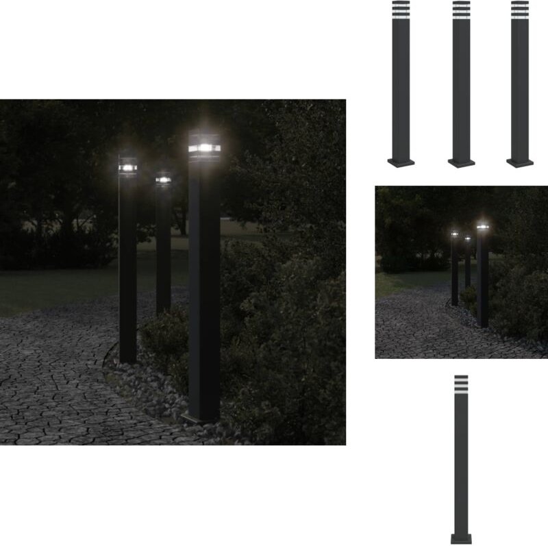 Wegeleuchten 3 Stk. Schwarz 110 cm Aluminium - Gartenlampe - LED-Lampe - Außenstehleuchte - Outdoor Beleuchtung - Terras...