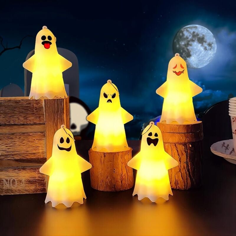 Set mit 5 Halloween-Geisterlichtern, Halloween-Nachtgeisterlampen, Halloween-Dekoration, wasserdichte Halloween-Dekorati...