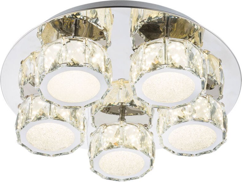 Globo - led Decken Lampe Leuchte Metall Chrom Dimmbar Kristalle Wohn Ess Schlaf Zimmer