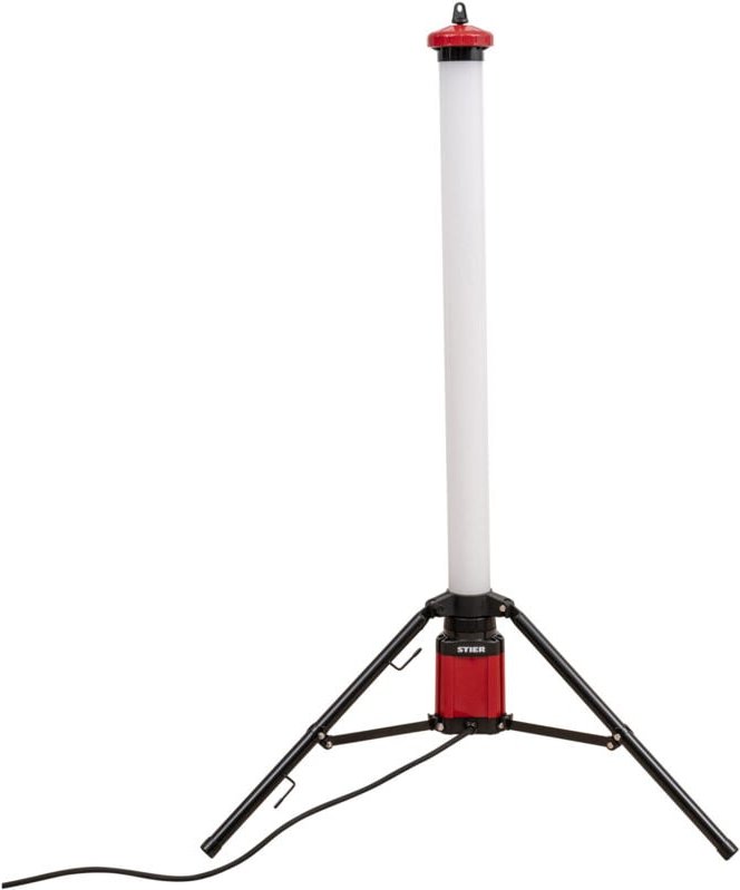 STIER LED-Tower-Baustrahler 360°, 4000 Lumen, 36 W, 6.400 Kelvin, LED-Turm, 120 cm Höhe, hochwertige Polycarbonat-Linse,...