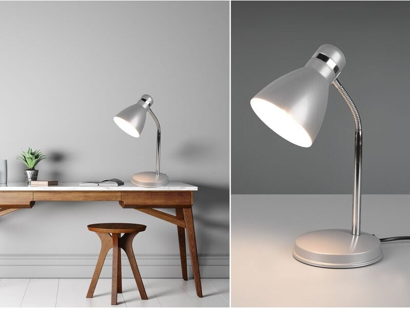 Schreibtischlampe HARVEY mit Flexarm und Metallschirm Grau, Höhe 33cm