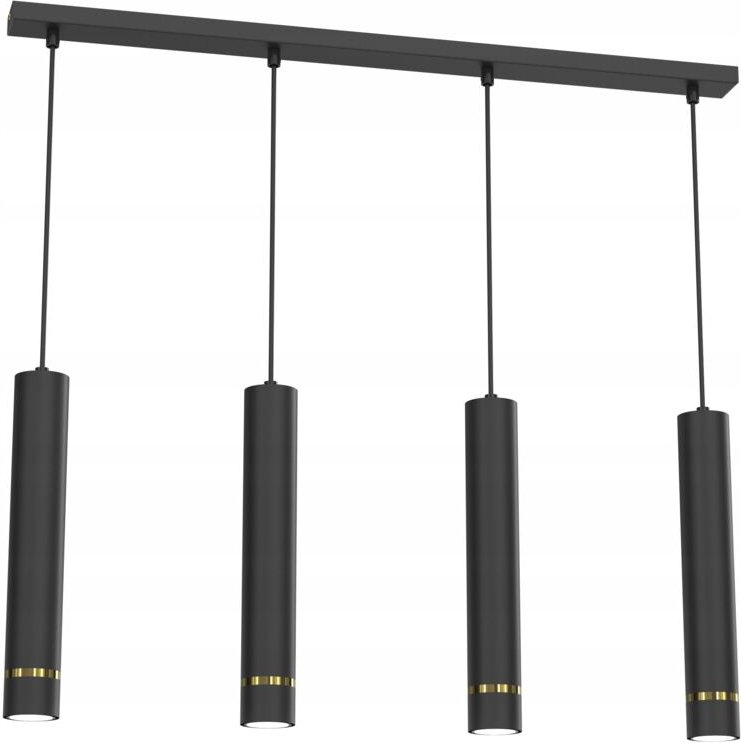 Hängelampen-Röhrenstreifen 4x Gu10 über der Tischinsel Schwarzgold