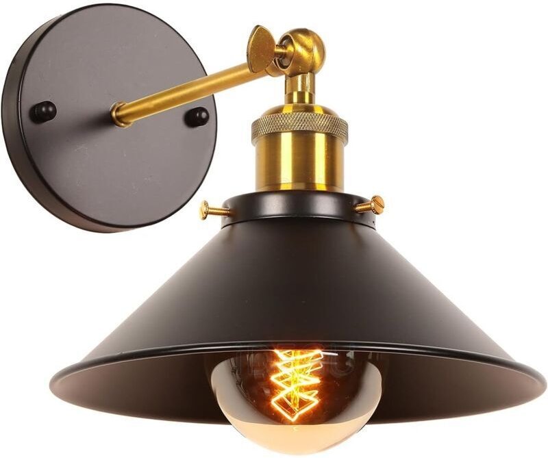 Industrielle Wandleuchte, Deckenleuchte im Edison-Stil aus Metall, Retro-Deckenleuchte mit 180°-Drehung – 22 cm – Schwar...